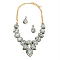 Clear Crystal Felt Back Bridal Necklace Set